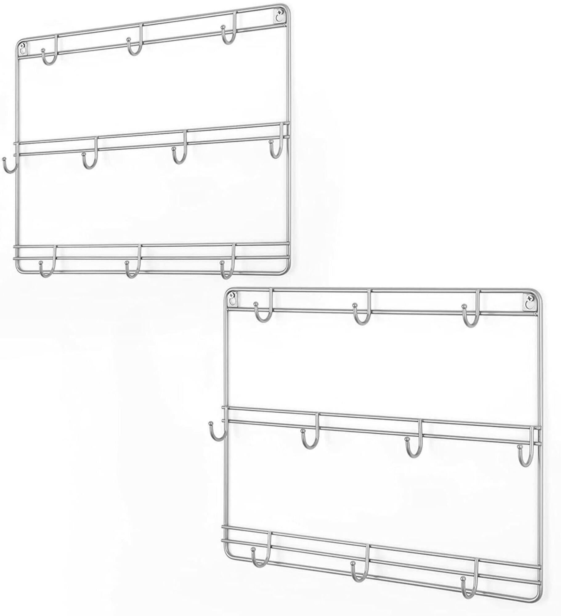 NEX™ Silver 3-Tier Metal Wall Mounted Coffee Cup Holder Set